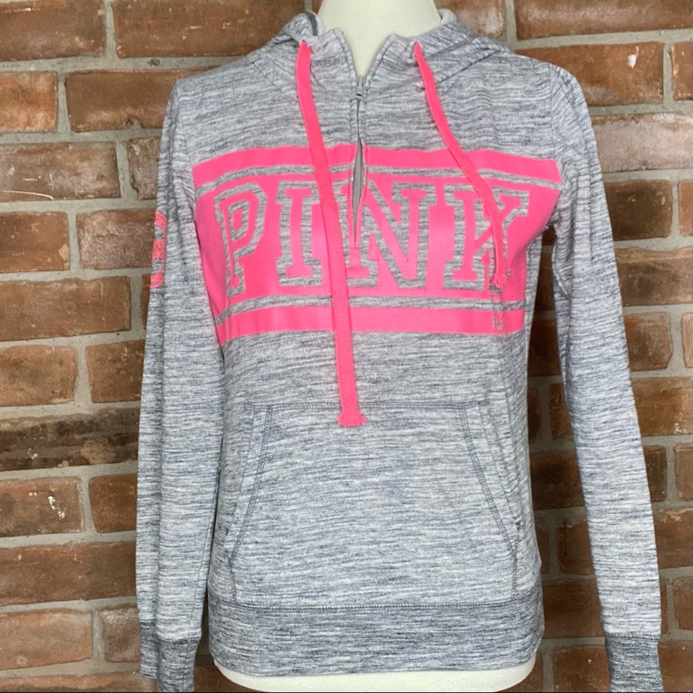 Pink Gray Hoodie 1/4 Zip sz. xs
